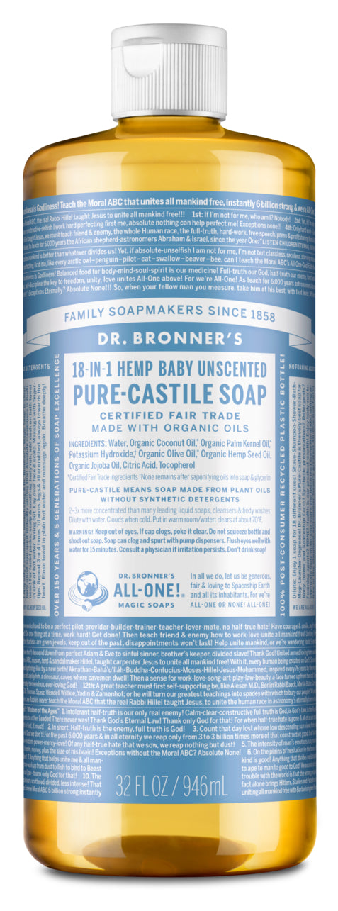 32 oz PURE-CASTILE LIQUID SOAP Baby Unscented