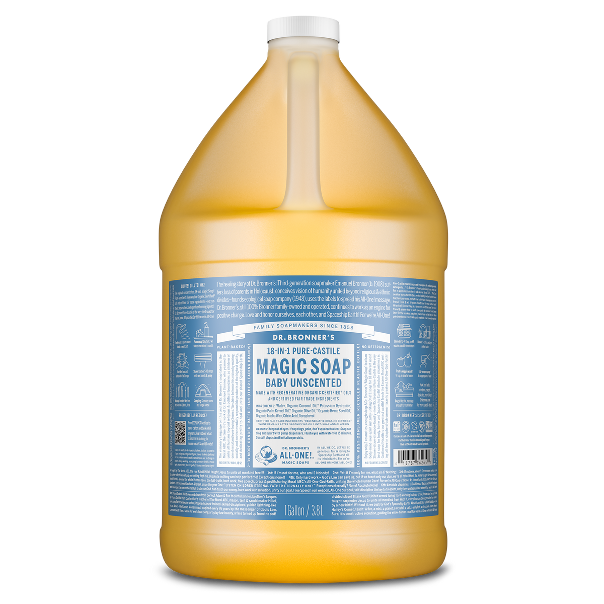 PURE-CASTILE LIQUID SOAP Unscented [1 Gallon]