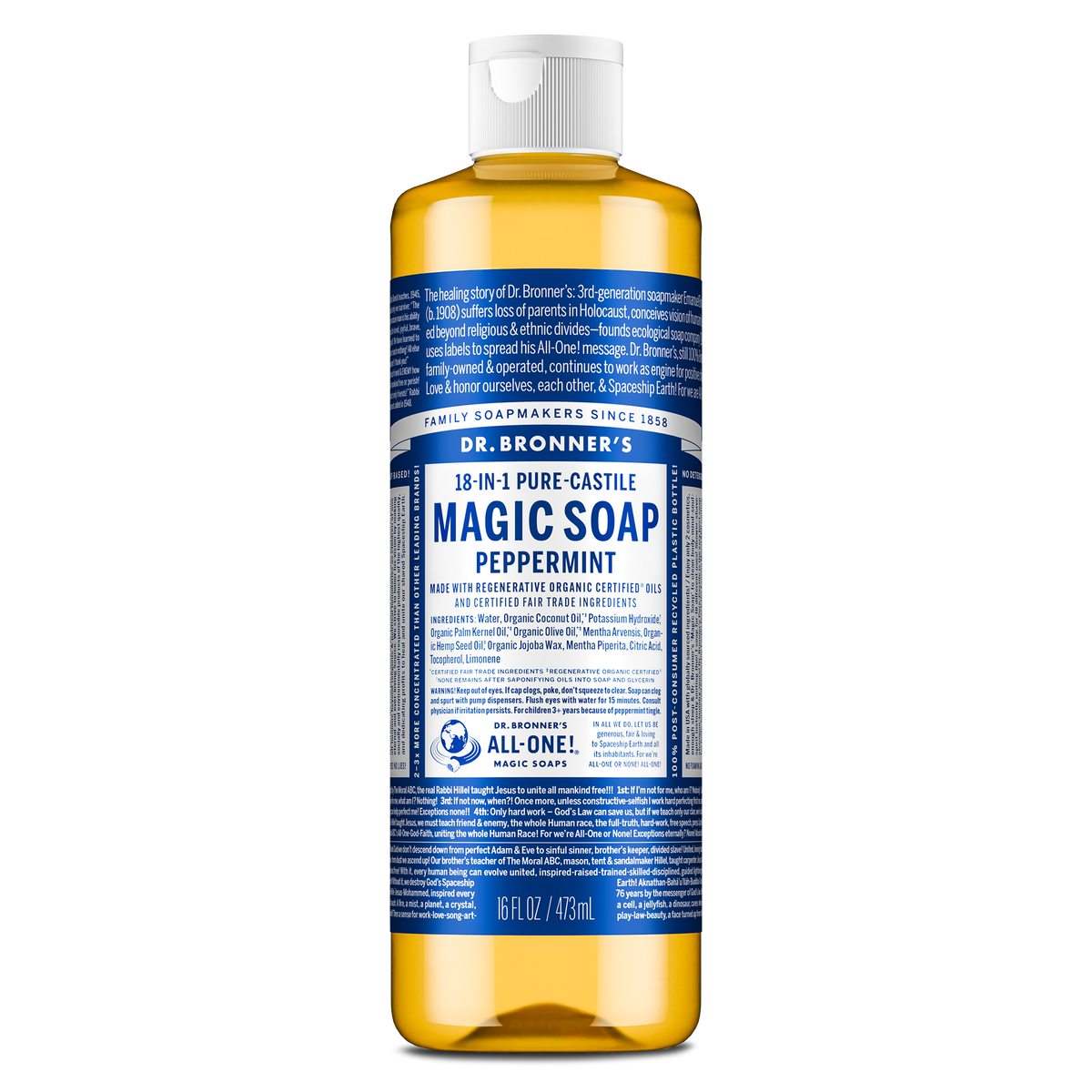 PURE-CASTILE LIQUID SOAP Peppermint [16 oz]