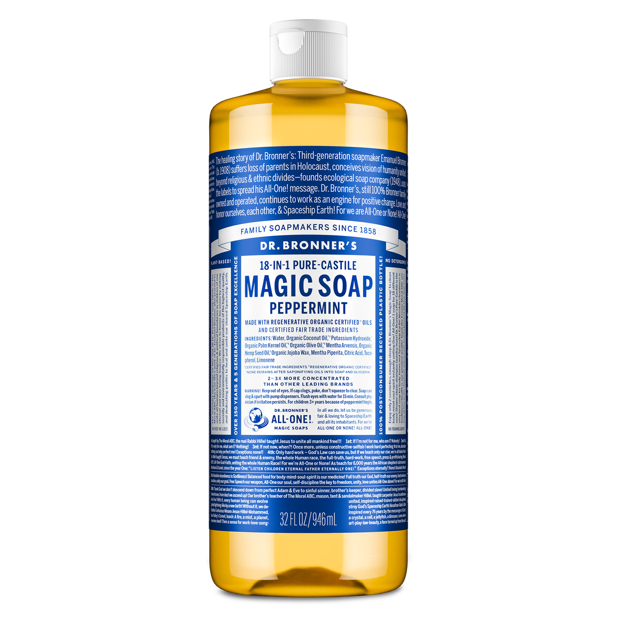 PURE-CASTILE LIQUID SOAP Peppermint [32 oz]