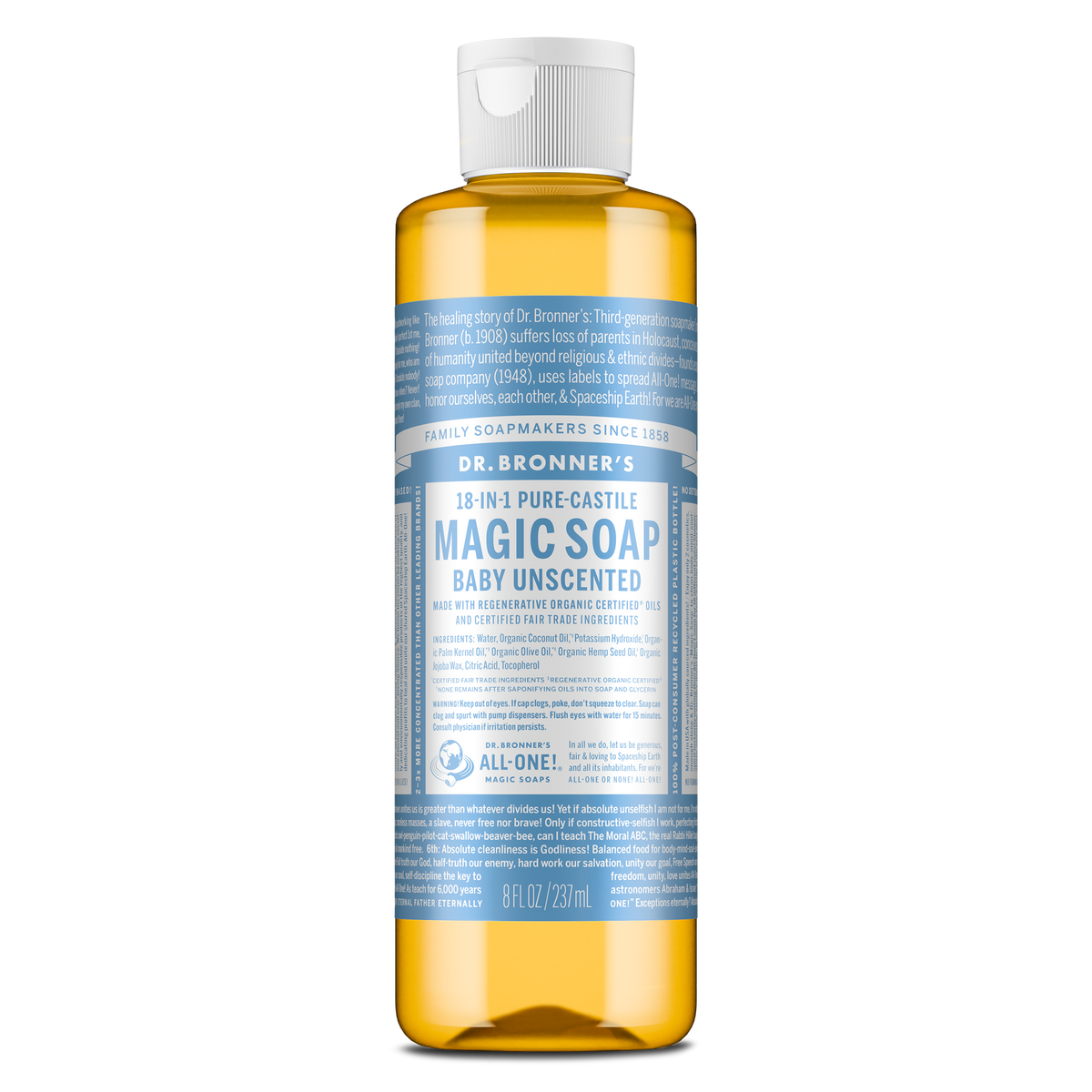 PURE-CASTILE LIQUID SOAP Unscented [8 oz]