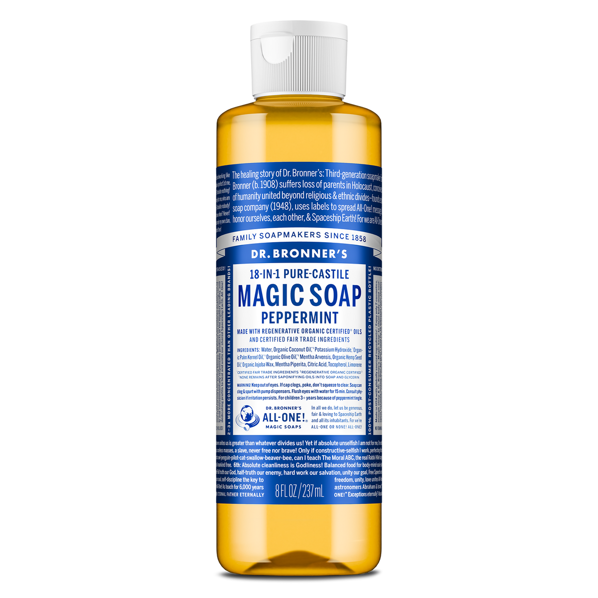 PURE-CASTILE LIQUID SOAP Peppermint [8 oz]