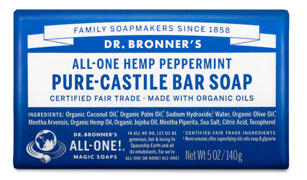 Pure-Castile Bar Soap made with Organic Peppermint Oil