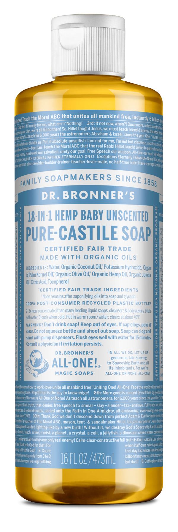 16 oz PURE-CASTILE LIQUID SOAP Baby Unscented