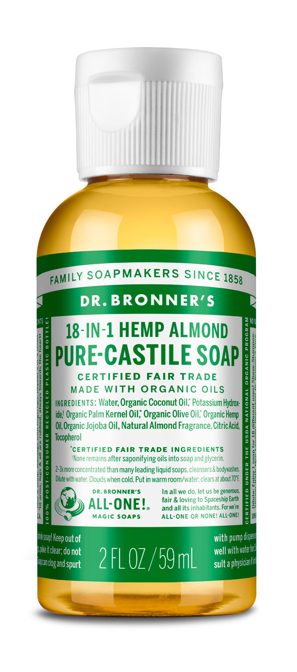 2 oz - PURE-CASTILE LIQUID SOAP Almond