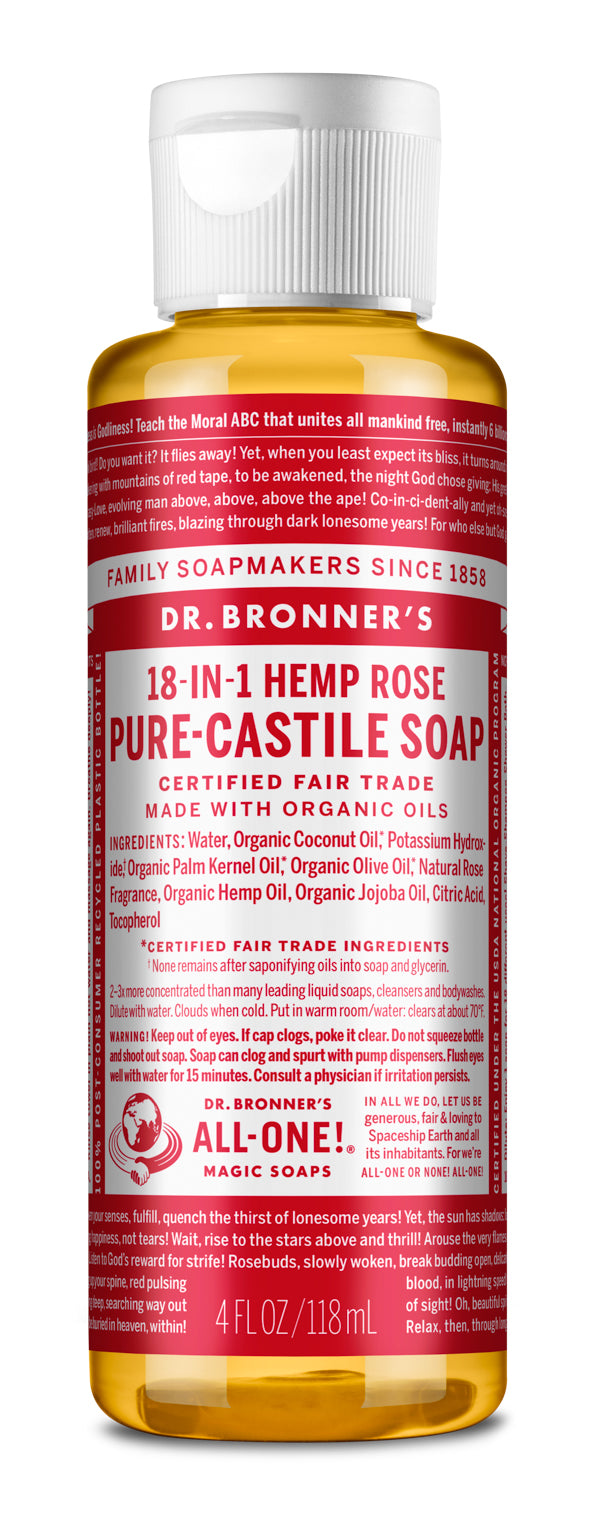 4 oz PURE-CASTILE LIQUID SOAP Rose