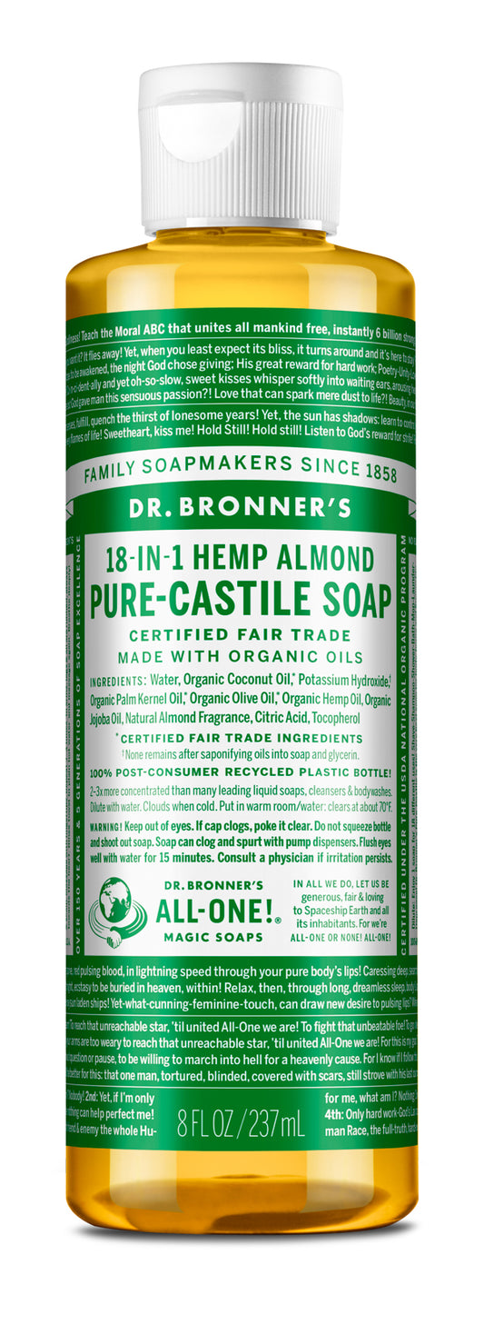 8 oz - PURE-CASTILE LIQUID SOAP Almond