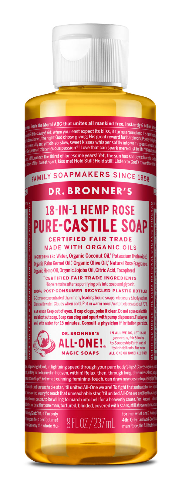 8 oz PURE-CASTILE LIQUID SOAP Rose